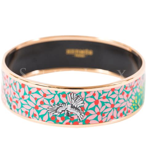 Hermes Enamel Dans un Jardin Anglais Printed Bracelet 62 